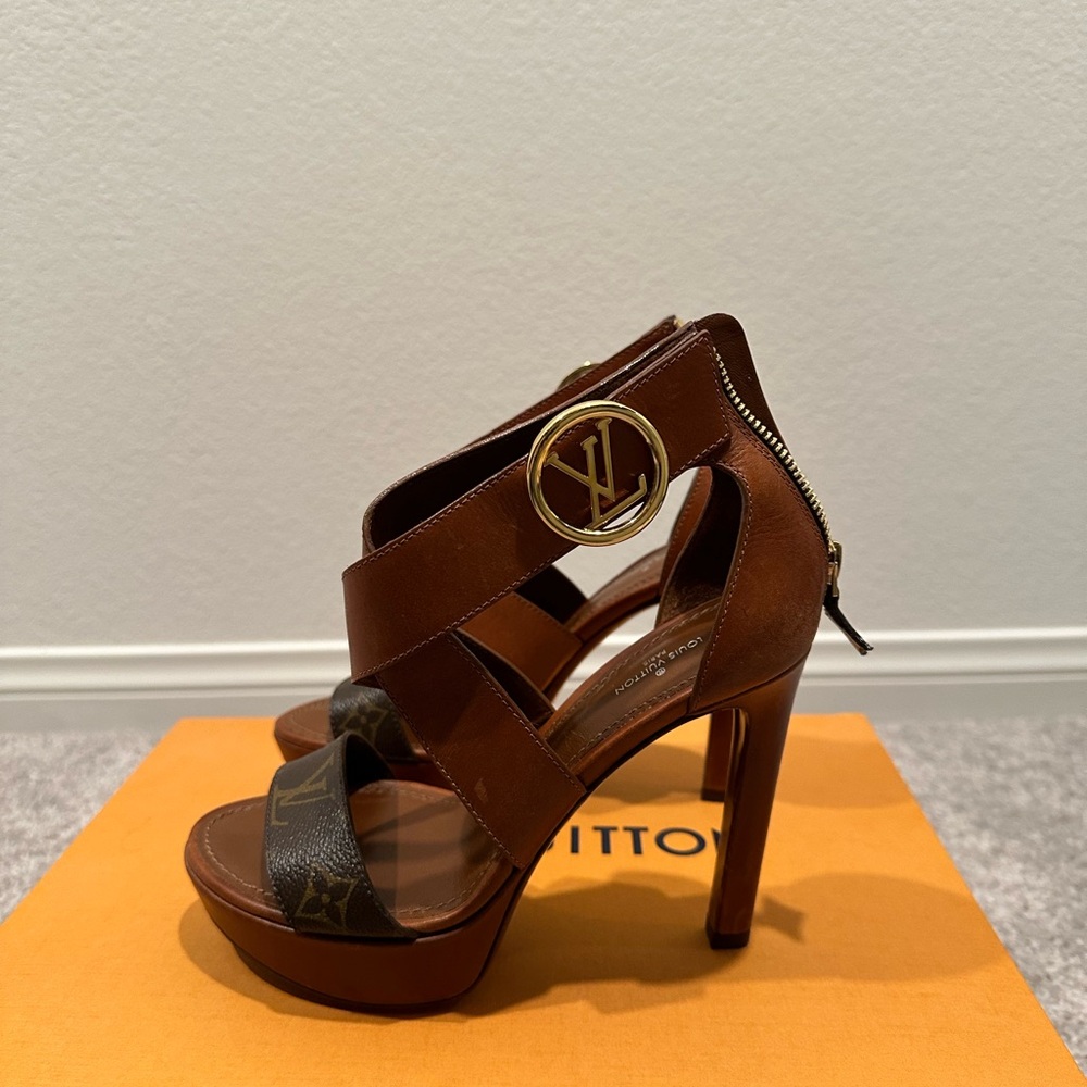 Louis Vuitton Brown Chunky Heel Sandals